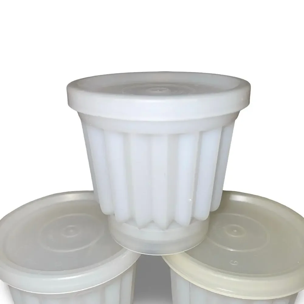 Tupperware Jel-ette Mini Molds Set 3 White 297 Individual Jello Desert Cups VTG